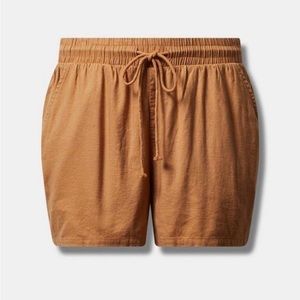 NWT 5 Inch Pull On Stretch Linen Mid-Rise Shorts Biscuit Color